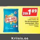 Allahindlus - 2 toote hind 1.89
1 toote tavahind 1.85
Pik-Nik klassikalised
juustupulgad, 168 g