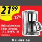 Allahindlus - Melissa kohvimasin Butler taimeriga, 1,4 l,1000 W