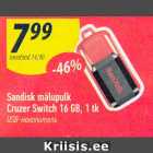 Sandisk mälupulk Cruzer Switch 16 GB, 1 tk