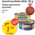 Suured tuunikala tükid, 185 g