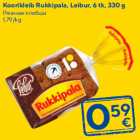 Koorikleib Rukkipala, Leibur, 6 tk, 330 g
