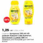 Allahindlus - Garnier šampoon 250 ml või palsam Natural Cfre Kummel, blondidele juustele 200ml