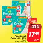 Püksmähkmed
Pampers, 60 - 86 tk