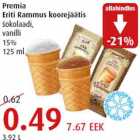 Allahindlus - Premia Eriti Rammus koorejäätis šokolaadi, vanilli 15% 125 ml