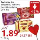 Allahindlus - Teekanne tee Sweet Kiss, Hot Love, Sweet temptation 20 x 3 g