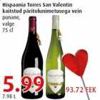 Hispaania Torres San Valentin kaitstud päritolunimetusega vein punane, valge