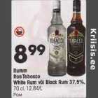 Allahindlus - Rumm Ron Tobacco White Rum või Black Rum 37,5%,
70 cl,