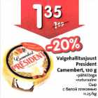 Valgehallitusjuust President Саmеmbеrt,120 g pähklitega .nаturааlnе