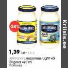 Allahindlus - Hellmann´s majonees Light või Original 420 g