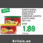 Allahindlus - SANTA MARIA
GUACAMOLE
DIPIKASTE,
CHEDDAR-JUUSTU
KASTE 250G