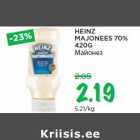 Allahindlus - HEINZ
MAJONEES 70%
420G