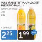 PURE VÄRSKETEST PUUVILJADEST PRESSITUD MAHL 1 L