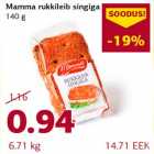 Allahindlus - Mamma rukkileib singiga 140 g