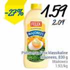 Allahindlus - Põltsamaa Felix klassikaline majonees, 830 g