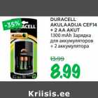 Allahindlus - DURACELL 
AKULAADIJA CEF14 
+ 2 AA AKUT 
1300 mAh