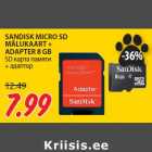 Allahindlus - SANDISK MICRO SD
MÄLUKAART +
ADAPTER 8 GB