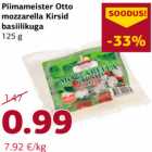 Allahindlus - Piimameister Otto
mozzarella Kirsid
basiilikuga
125 g