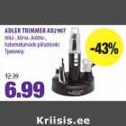 Allahindlus - ADLER TRIMMER AD2907
nina-, kõrva-,kulmu-,
habemekarvade piiramiseks