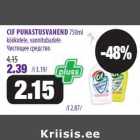 Allahindlus - CIF PUHASTUSVAHEND 750ml
köökidele, vannitubadele