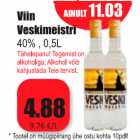 Allahindlus - Viin
Veskimeistri 40% / 0,5L