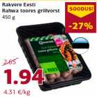 Allahindlus - Rakvere Eesti
Rahwa toores grillvorst
450 g