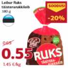 Allahindlus - Leibur Ruks
täisterarukkileib
380 g