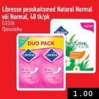 Allahindlus - Libresse pesukaitsmed Natural Normal või Normal, 40 tk/pk