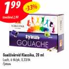 Guaššvärvid Klassika, 20 ml
Luch, 6 tk/pk, 0,33/tk