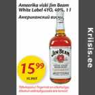 Ameerika viski Jim Beam White Label 4YO, 40%, 1 l