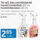 TRI-BIO 3IN1 UNIVERSAALNE PUHASTUSVAHEND 420 ML, PLEKIEEMALDAJA 420 ML