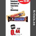 Allahindlus - Šokolaad
Snickers ja
Twix Extra
75g
