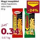 Allahindlus - Mogyi maapähkel
sibula-hapukoore,
salsa-laimi
60 g