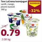 Tere LaCrema koorejogurt
vanilli, mango,
ploomi-kaneeli
380 g