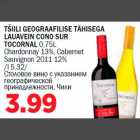 Allahindlus - TŠIILI GEOGRAAFILISE TÄHISEGA LAUAVEIN CONO SUR
TOCORNAL 0,75L Chardonnay 13%, Cabernet Sauvignon 2011 12% 