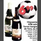 Allahindlus - Hispaania KPN vеin Torres 5angre de Toro,75 cl
.punane, l3,5% .Rose, l3,5% .valge, l1,5% 