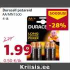 Allahindlus - Duracell patareid
AA/MN1500
4 tk