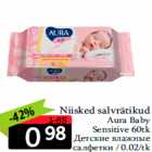 Allahindlus - Niisked salvrätikud
Aura Baby
Sensitive 60tk
