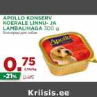 Allahindlus - APOLLO KONSERV
KOERALE LINNU- JA
LAMBALIHAGA