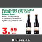 ITAALIA KGT VEIN CHIARLI LAMBRUSCO 7,5% 0,75 L