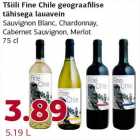 Allahindlus - Tšiili Fine Chile geograafilise tähisega lauavein
Sauvignon Blanc, Chardonnay,Cabernet Sauvignon, Merlot