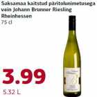 Allahindlus - Saksamaa kaitstud päritolunimetusega
vein Johann Brunner Riesling
Rheinhessen
75 cl