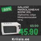 Allahindlus - GALANZ MIKROLAINEAHI 800W 20L digitaalne,valge