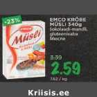 Allahindlus - EMCO KRÕBE MÜSLI 340g šokolaadi-mandli,gluteenivaba