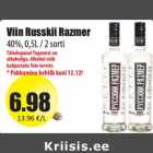 Allahindlus - Viin Russkii Razmer
40%, 0,5L / 2 sorti