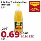 Allahindlus - A.Le Coq Traditsiooniline limonaad 1,5 L