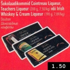 Allahindlus - Šokolaadikommid Cointreau Liqueur, Teachers Liqueur (200 g) või Irish Whiskey & Cream Liqueur (190 g)