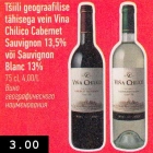 Allahindlus - Tšilli geograafilise tähisega vein Vina Chilico Cabernet Sauvignon 13,5% või Sauvignon Blanc 13%, 75 cl