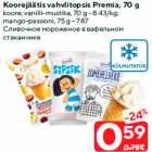 Koorejäätis vahvlitopsis Premia, 70 g
