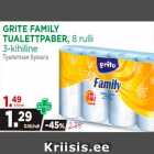 Allahindlus - GRITE FAMILY
TUALETTPABER, 8 rulli
3-kihiline