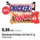 Allahindlus - Šokolaad Snickers või Twix 51 g